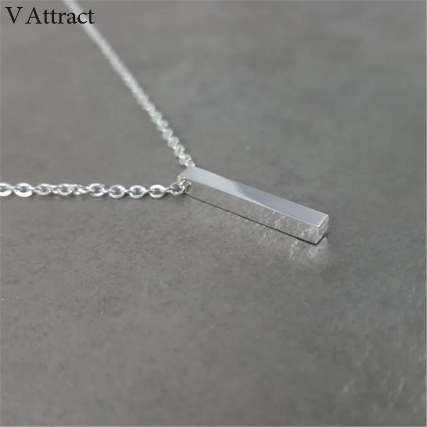 V Attract 2017 Handmade Jewelry One Direction Geometric Long Bar Necklaces Stainless Steel Chai Pendant For Women Christmas Gift|collier ras du