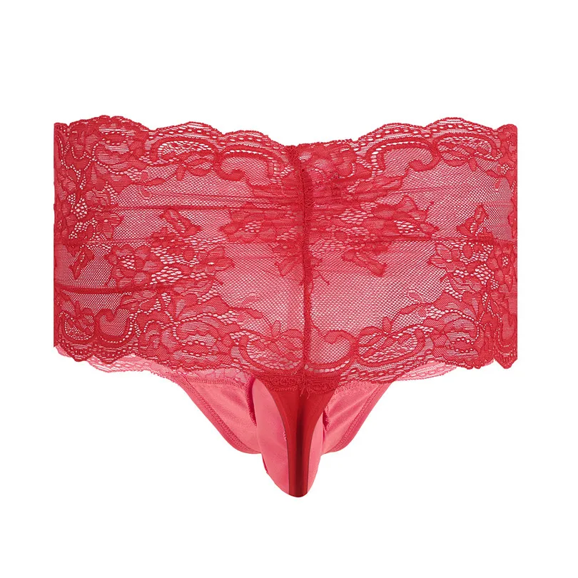 Мужское нижнее белье кружевное цветочное бикини трусы с объемным мешочком