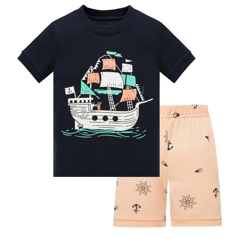 

2021 Summer Children Cartoon Pyjamas Clothing Sets Girls Short Sleeve Tops+Pants Suit Baby Kids Pajamas Set for 2-8T