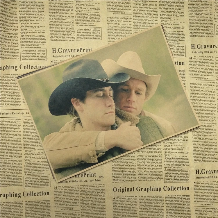 Постер из крафт бумаги Brokeback с изображением гор классического фильма бара кафе