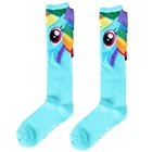 Носки с рисунком лошади; Милые теплые Нескользящие повседневные синие женские носки