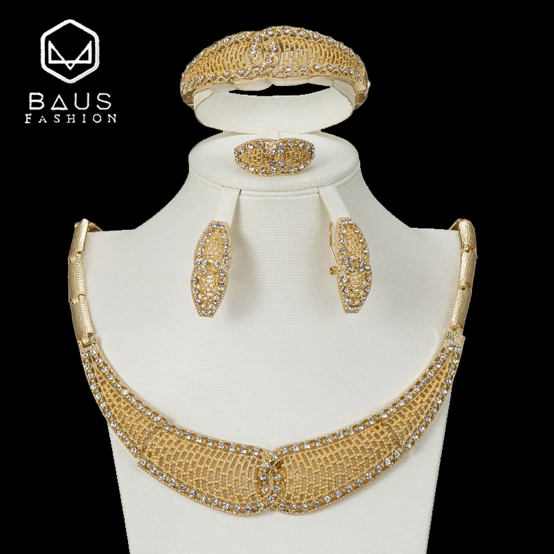 BAUS 2018 Дубай ювелирные наборы Роскошный Золотой Цвет Нигерийский Саудовская