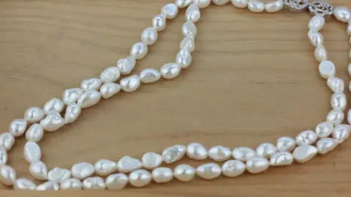 single stradn 9-10mm freshwater white baroque pearl necklace 40inch | Украшения и аксессуары