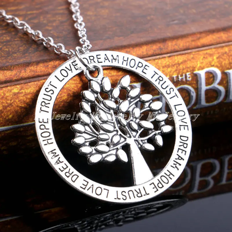 Life Of Tree Circle Love Hope Dream Trust Round Pendant Necklace Women Family Friends Charm Exquisite New Chain Jewelry |