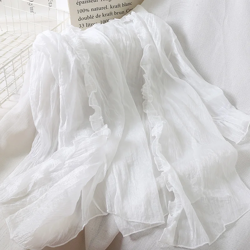 Летняя одежда кардиган шифоновая Женская шаль тонкая воздухопроницаемая