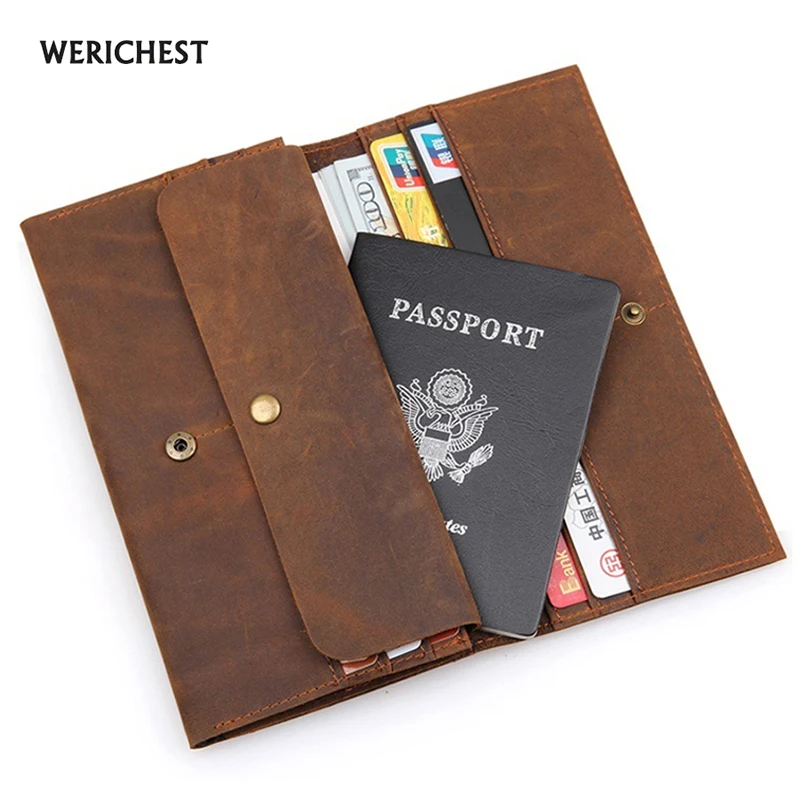 Путешествия кожаный бумажник обложка для паспорта держателя коровьей карты
