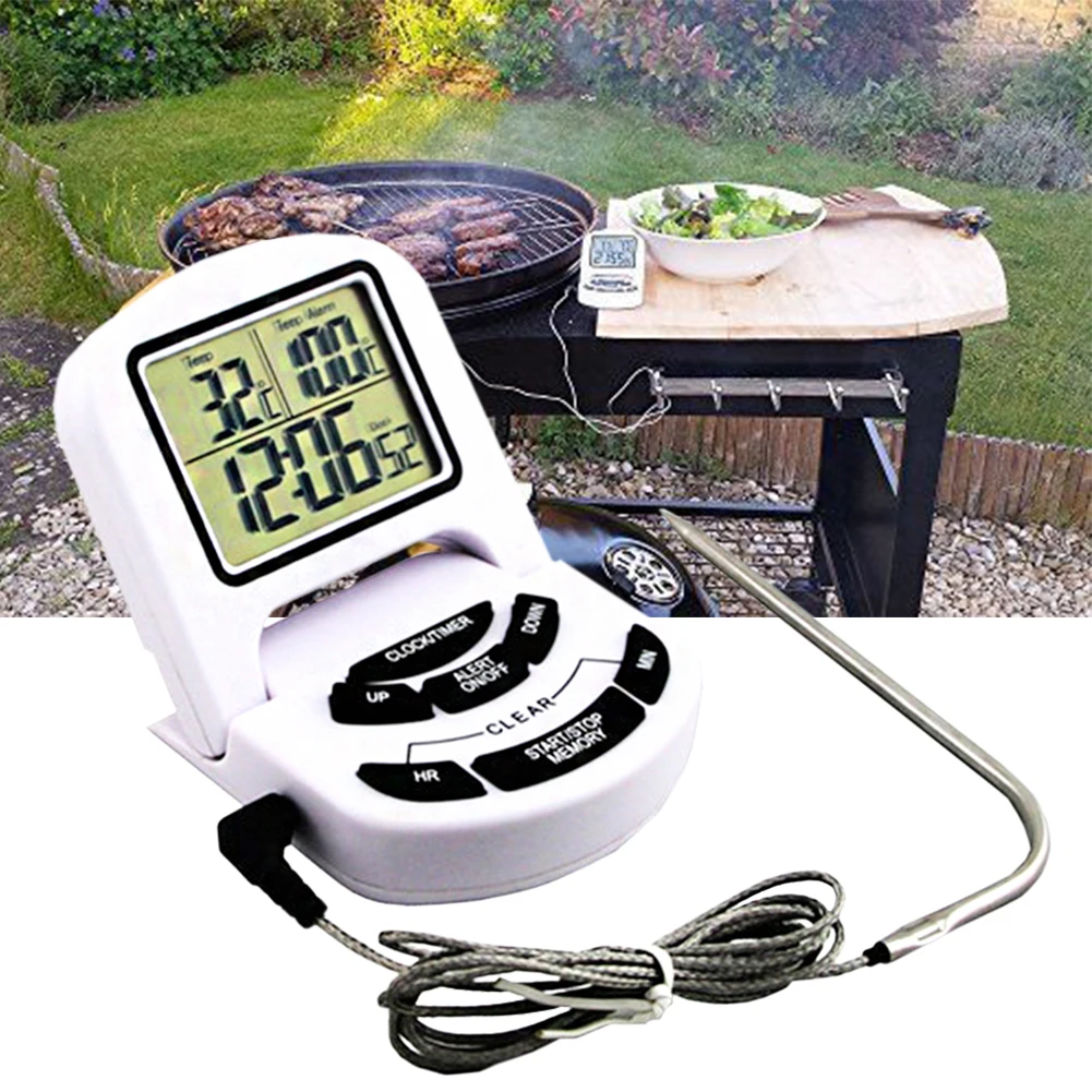 Turkey Meat Thermometer Household Alert With Probe LCD Digital Electric Roasting Cooking Tools Timer Loud Alarm Kitchen Portable | Дом и сад