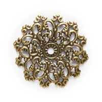 1030 piece bronze tone filigree flower shaped wraps connnector embellishments findings jewelry making diy 47mm
