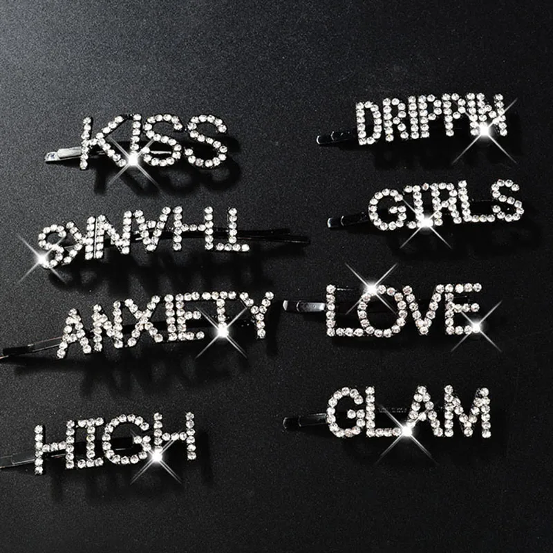 Заколка для волос с надписью Word заколка пряжка черные металлические заколки