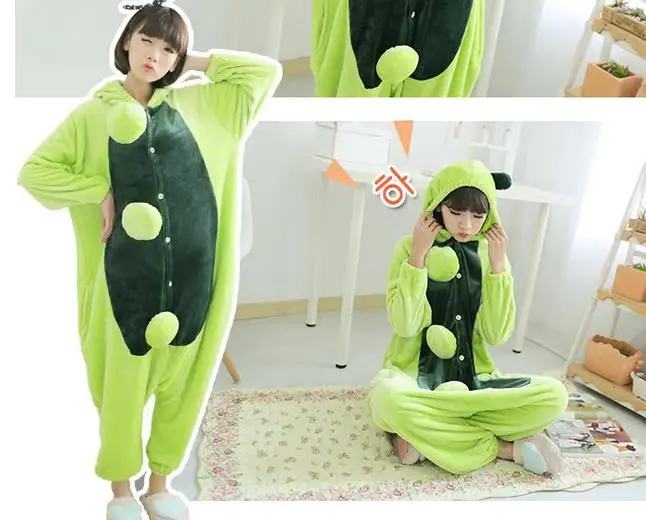 Милые зелённых Горохов в пижамы унисекс Пижама для взрослого модные с рисунками