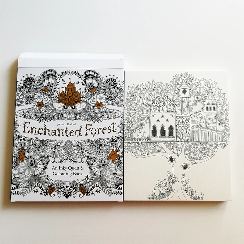 Зачарованный лес большой размер отрытки раскраски 30 листов/набор антистрессовые
