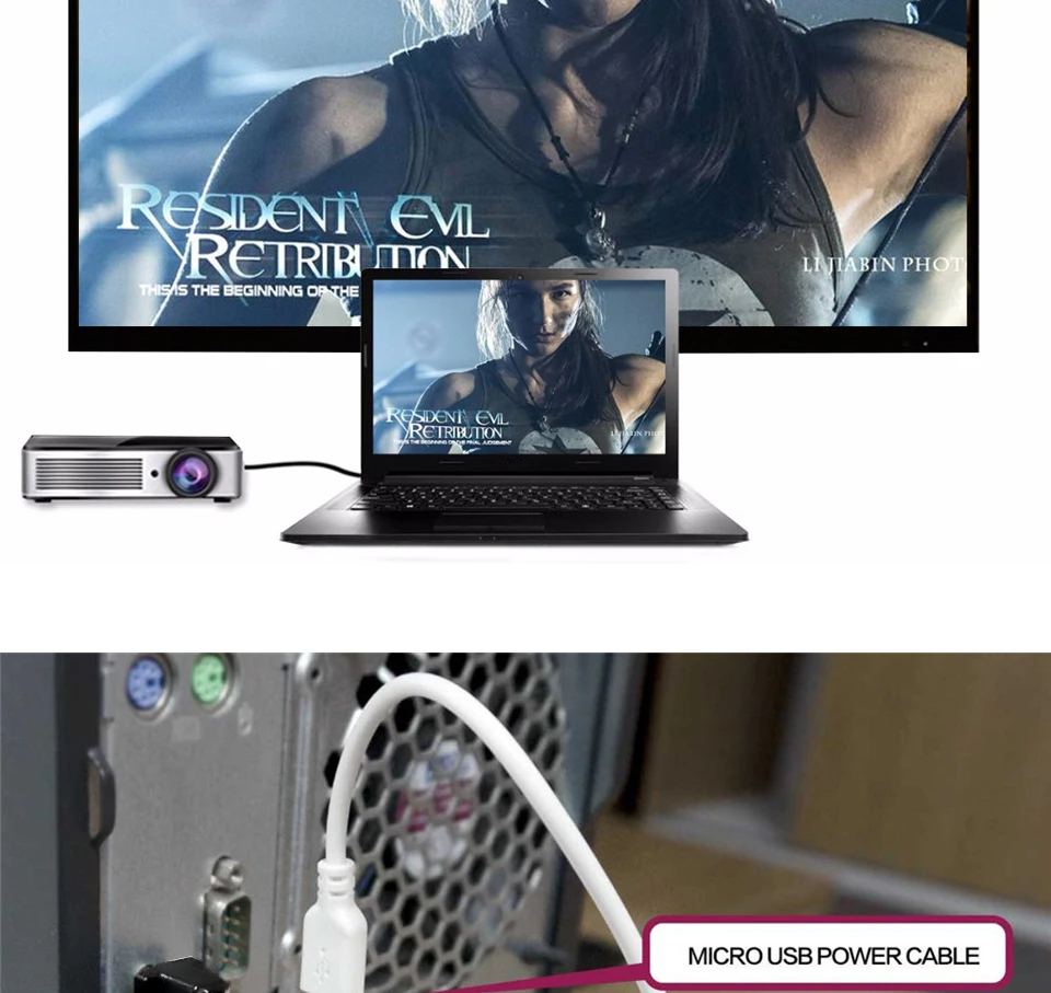 QGEEM HDMI в VGA конвертер с аудио Full HD VGA в HDMI адаптер с видео выходом 1080P HD для ПК ноутбука в HDTV проектор