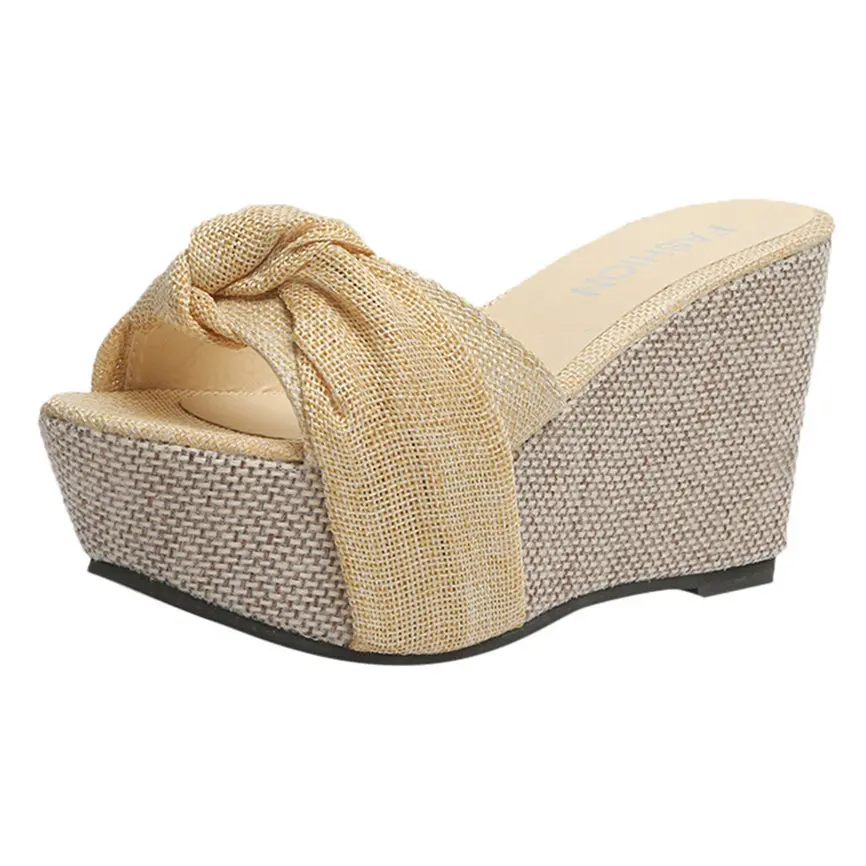 Женская обувь повседневная Летняя на танкетке без шнуровки высоком каблуке