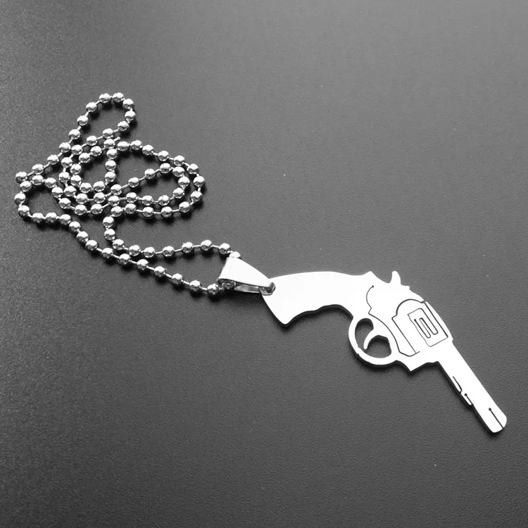 10 Stainless Steel Revolver Pistol Necklace Guns Movie Character Zorro Weapon Men Jewelry | Украшения и аксессуары
