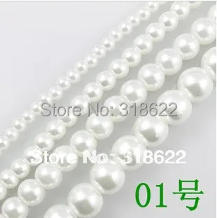 

Free shipping wholesale white 01 Loose Imitation Glass Pearls Round Spacer Beads(4mm 6mm 8mm 10mm 12mm 14mm 16mm)