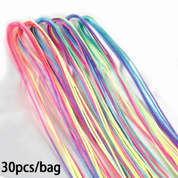 2mm 30pcs gradient 30 шт./лот, радуга, 90 см, инструмент для укладки волос, шелковый шнур, для вязания волос, плетеная веревка, повязка на голову, аксессуары для волос для девочек - Color: 2mm 30pcs gradient