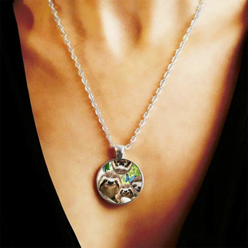 4 Pcs Cute Sloth Jewelry Sets Animals Photo Necklace Pendant Bracelet Earrings Gift | Украшения и аксессуары