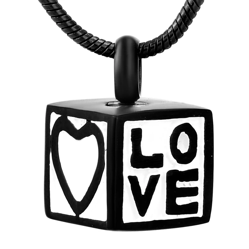 

KSJ9411 Dice Design CREMATION JEWELRY Memorial Urn Necklace "Heart, Love" Engraving Funeral Casket to Hold Ashes Keepsake