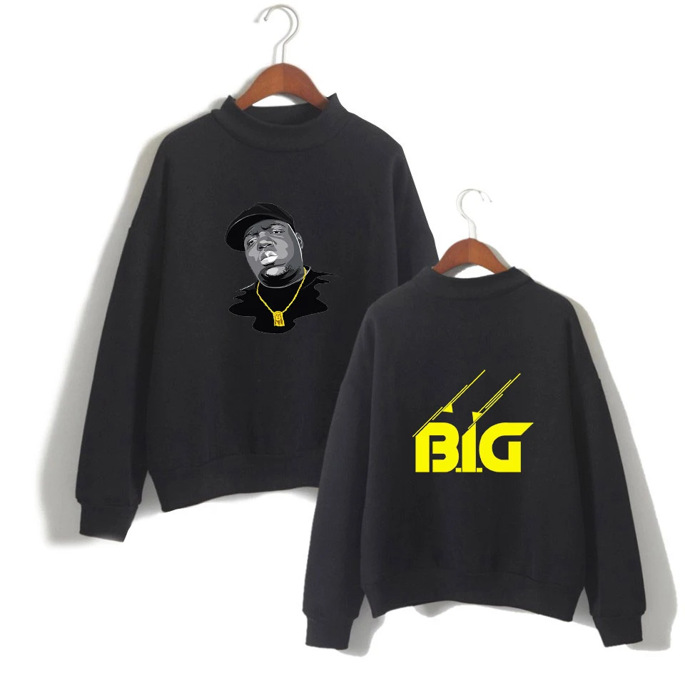 

B.I.G BIGGIE Fashion Printed Turtleneck Sweatshirts Women/Men Long Sleeve Sweatshirts 2019 Hot Sale Casual Streetwear Clothes