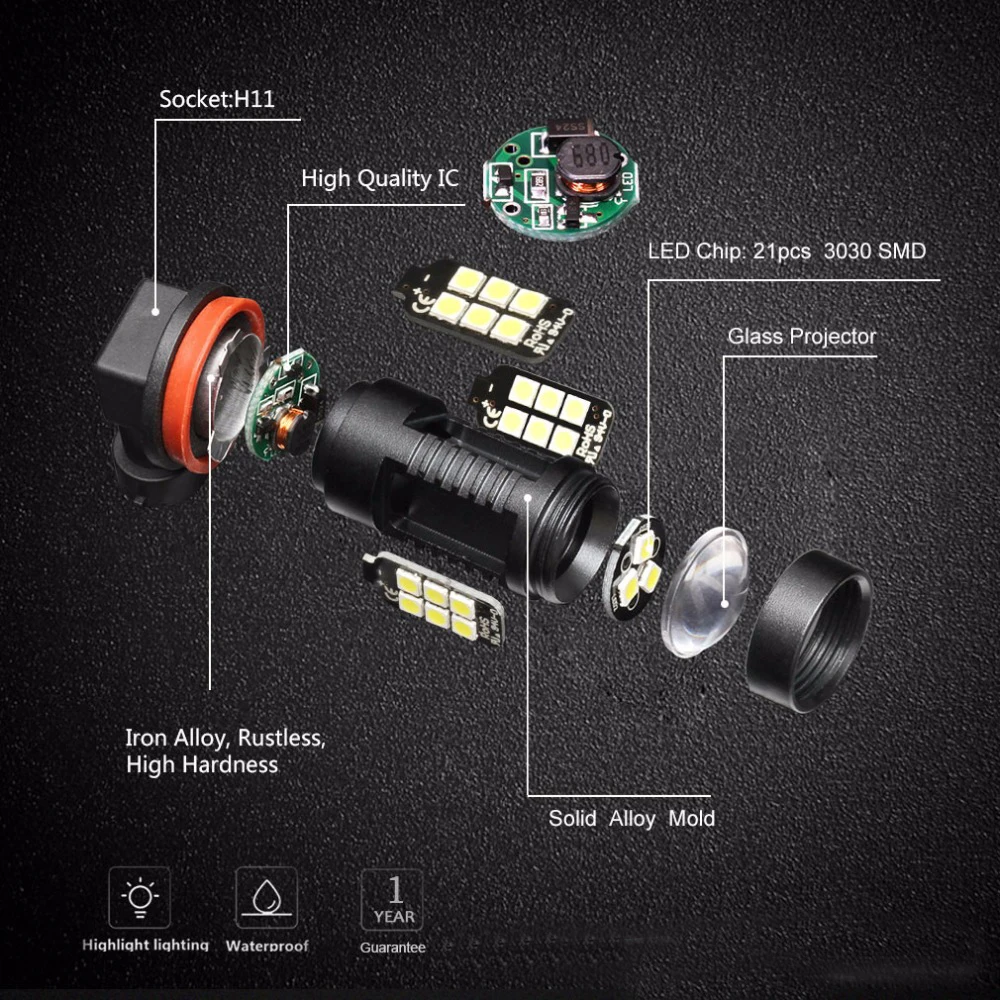 2 шт. светодиодные лампы Canbus H11 3030 21SMD для дневных ходовых огней Honda Fit 09-2013 |
