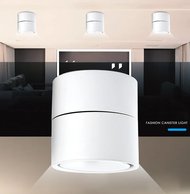 Dimmable COB светодиодный светильник поверхностного монтажа 5 Вт 7 12 15 вращение на 360