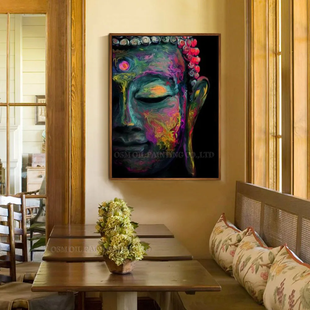 Художественная ручная работа Современная картина маслом Будды на холсте