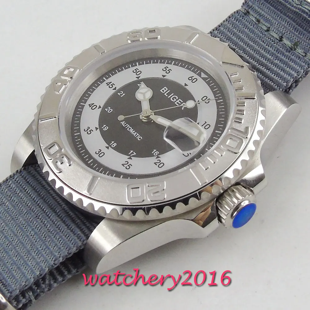 Новые 40 мм сэндвич циферблат с сапфировым стеклом и календарем светящиеся ручки