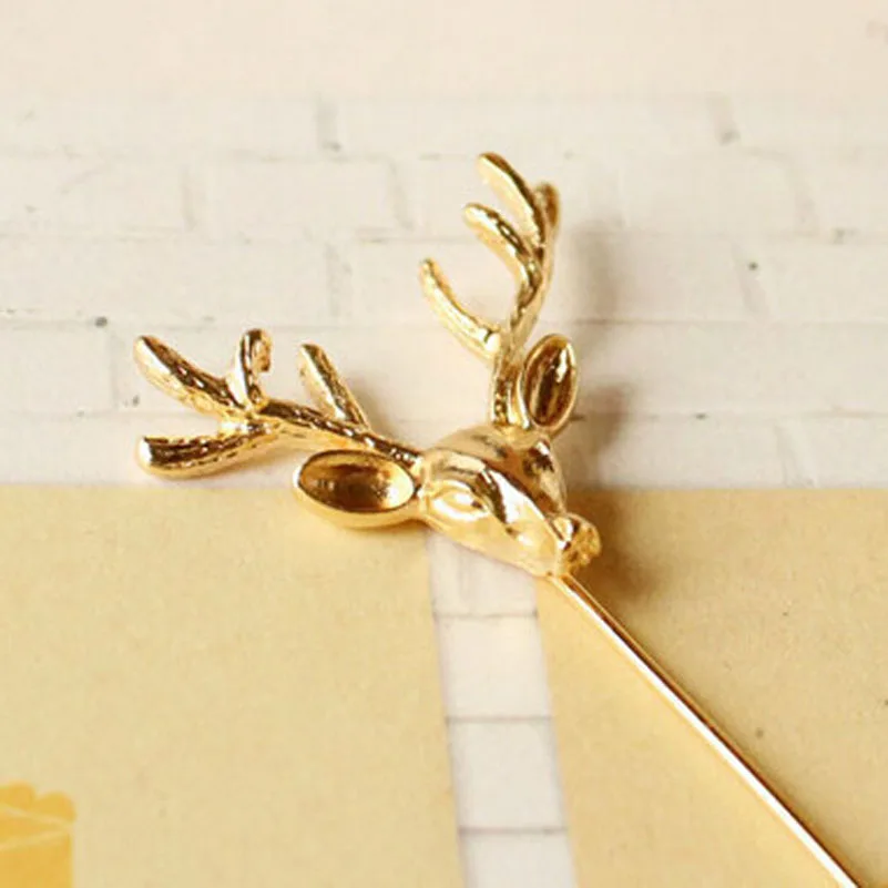 

Unisex Silver / Gold Deer Suit Shirt Corsage Lapel Stick Pin Chain Brooch Jewelry 12Pcs/Lot