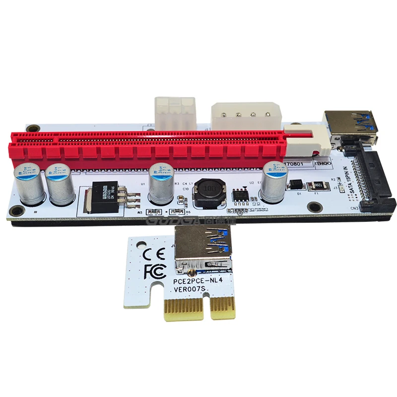 1 м USB 3 0 PCI-E PCI Express 1x к 16x удлинитель адаптер Riser Card 6Pin 4Pin SATA pci-e для Mining видеокарта |
