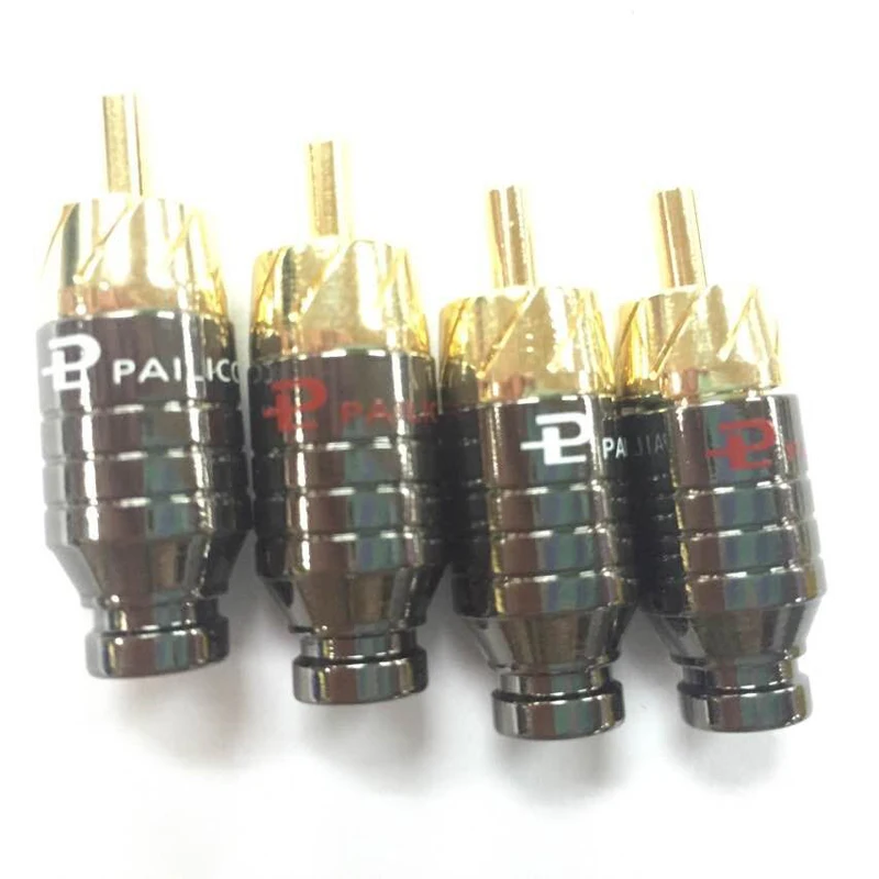 Позолоченный медный штекер Paliccs RCA переходник коннектор для кабеля диаметром 5 мм
