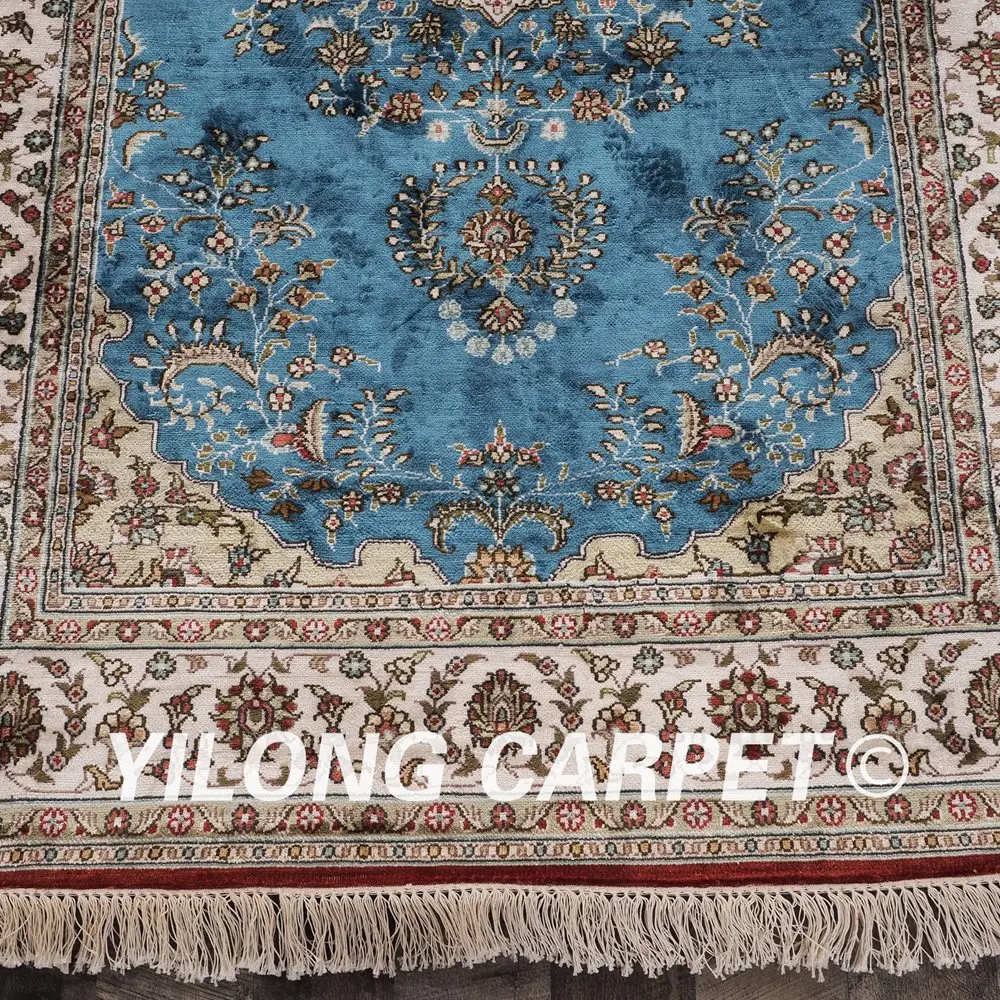 YILONG 3 5 &quotx 5&quot Античный Восточный светло голубой ковер изысканный ручной Узелок