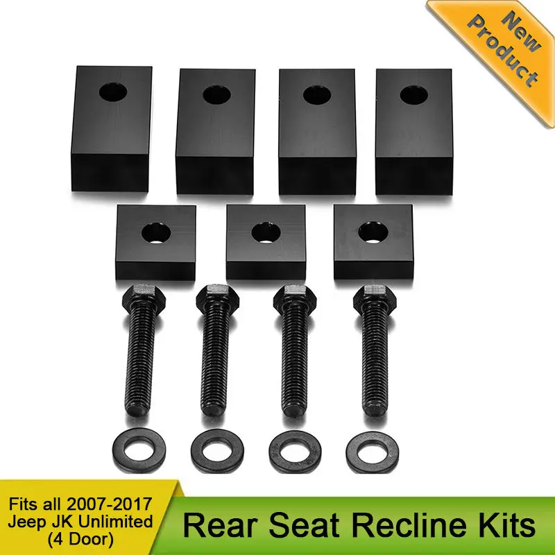 

Black Aluminum Rear Seat Recline Kit with Bolts and Washers for Jeep Wrangler JK JKU Unlimited Rubicon Sahara X Sport Interior