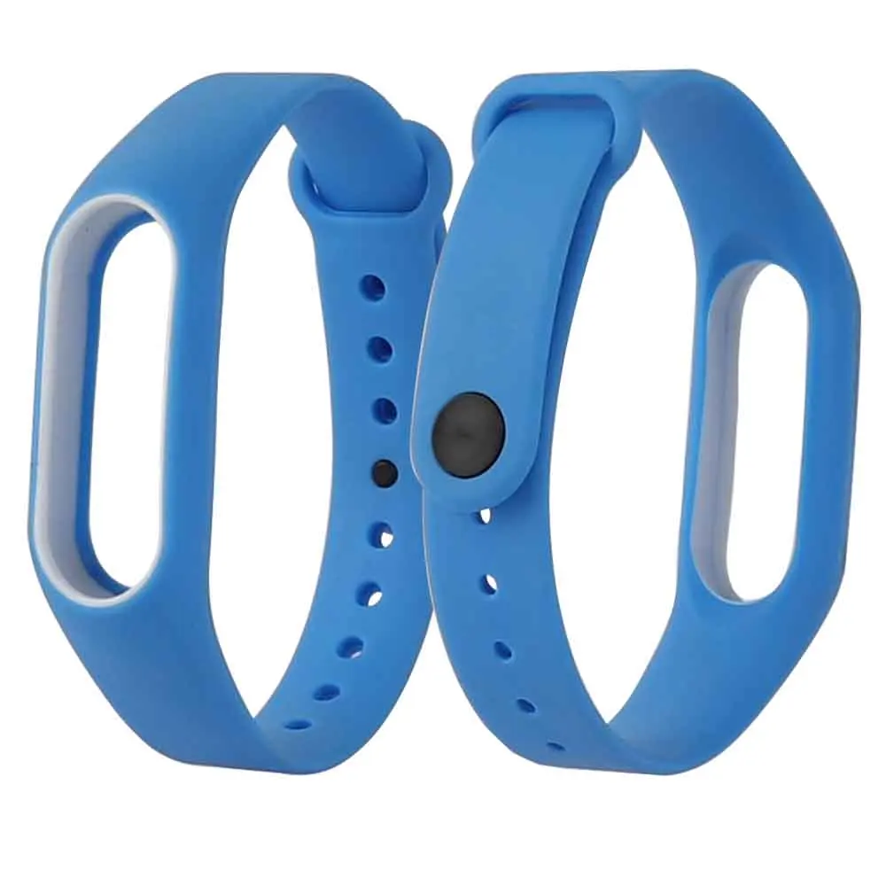 Blue Двойной Цветной ремешок mi Band 2 сменный спортивный ремешок на запястье анти-потеря силиконовый браслет аксессуары для Xiao mi band 2 умный Браслет - Цвет: Blue