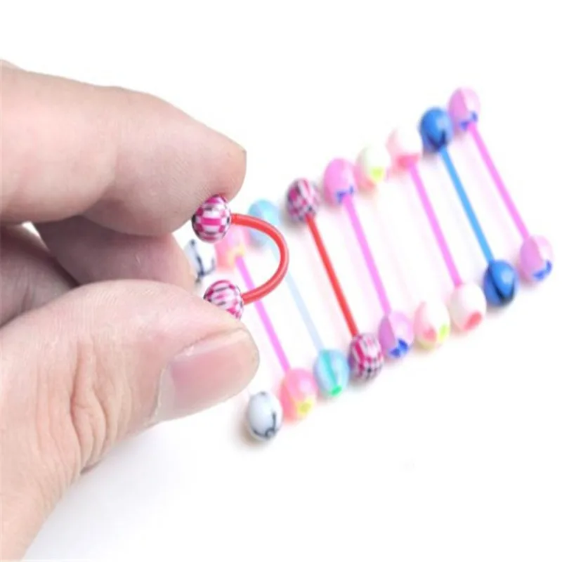 10 шт. гибкие светящиеся в языке кольца PINKSEE Модные индивидуальные пирсинг для