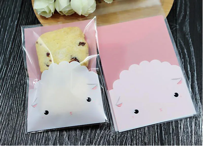 100 шт. упаковочная сумка 7*10 см для конфет с милыми маленькими овечками