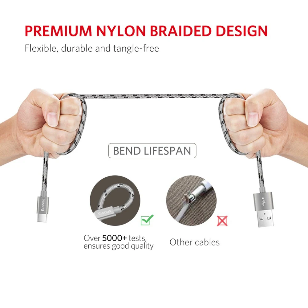 Нейлоновый 5Pin Micro USB кабель для синхронизации данных и зарядки Redmi 6 5 4 Note Pro Prestigio