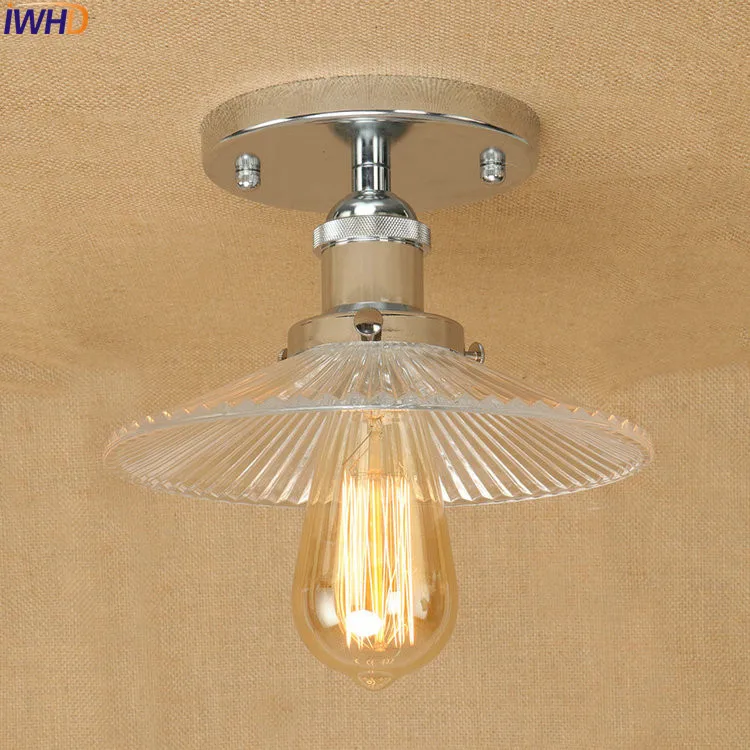 Luzes de Teto Casa do Vintage Luz de Teto Plafon Iwhd Vidro Levou Luminárias Edison Industrial Techo Lampara Iluminação