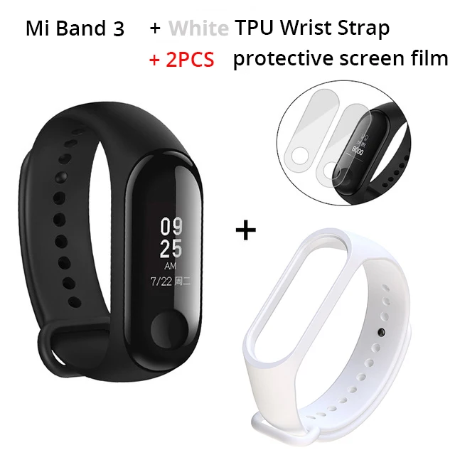Add White Strap Xiaomi mi Band 3 mi band 3 мгновенное сообщение CallerID водонепроницаемый OLED сенсорный экран погоды mi Band 2 Up - Цвет: Add White Strap