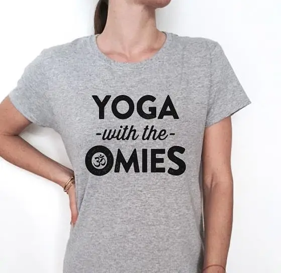 Женская футболка с надписью yoga with the omies хлопковая Повседневная забавная для леди