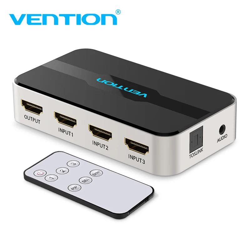 Сплиттер HDMI Vention 3 входа 1 выход 4K порта переключатель Swtich с Toslink Audio 3D 2160P для Xbox 360 PS4