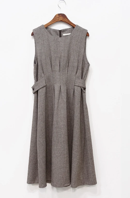 Autumn winter vintage preppy style sleeveless vest dress girls slim big swing a-line | Женская одежда