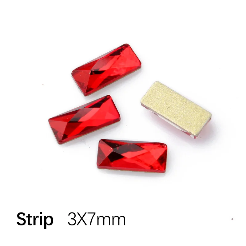 Strip 3X7mm Новинка! Стразы с плоской задней частью, красные кристаллы, 16 видов стилей камешки для дизайна ногтей для 3D ногтей, художественное индивидуальное украшение - Цвет: Strip 3X7mm