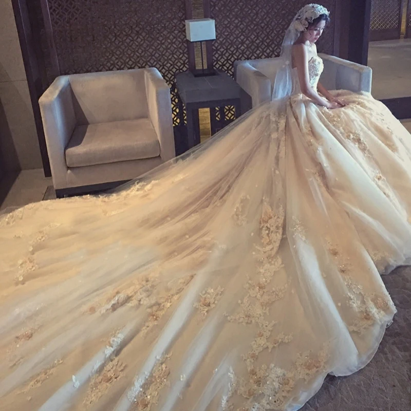 Роскошное бальное платье vestido de noiva кружевные свадебные платья с цветами и
