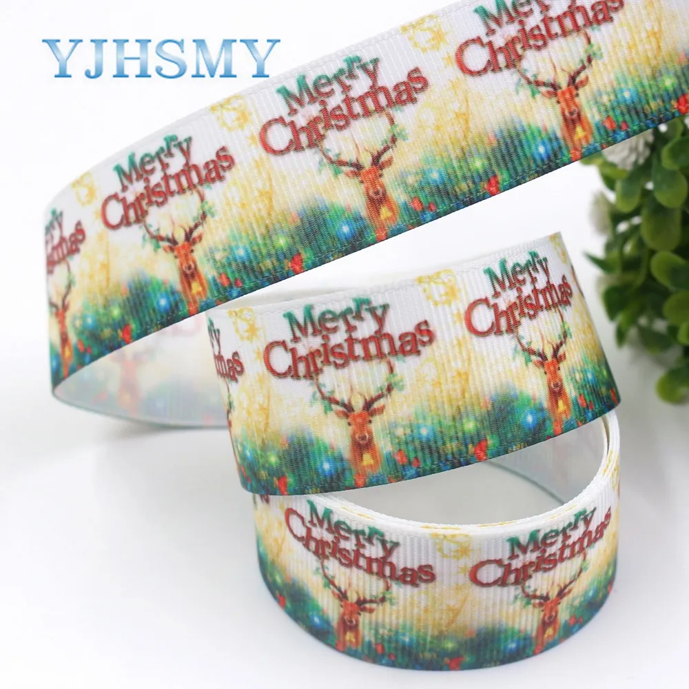 YJHSMY I 19713 18 25 мм 10 ярдов Рождественская серия мультфильм grosgrain ленты лук колпачок