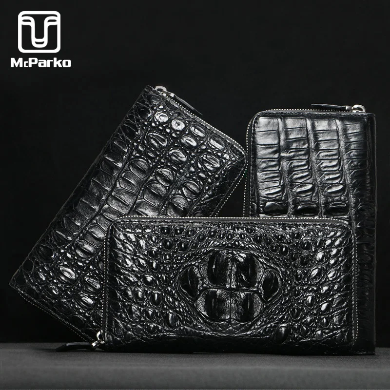 McParko Men Wallet Genuine leather Crocodile Clutch Wallet Alligator Skin Leather Purse Zipper Luxury Brand minimalist wallet