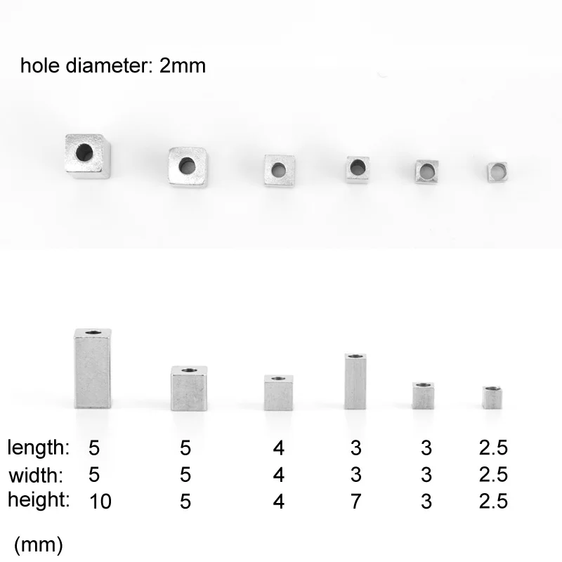 

Diy jewelry making cube Beads 2.5/3/4/5mm square beads hole 2mm rectangle bead stainless steel high quality wholesale 100pcs