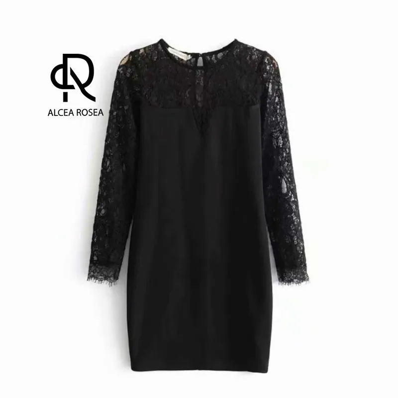 Alcea Rosea Lace Sexy Sheath Dress for Women O-Neck Vintage Autumn New AR1407 | Женская одежда