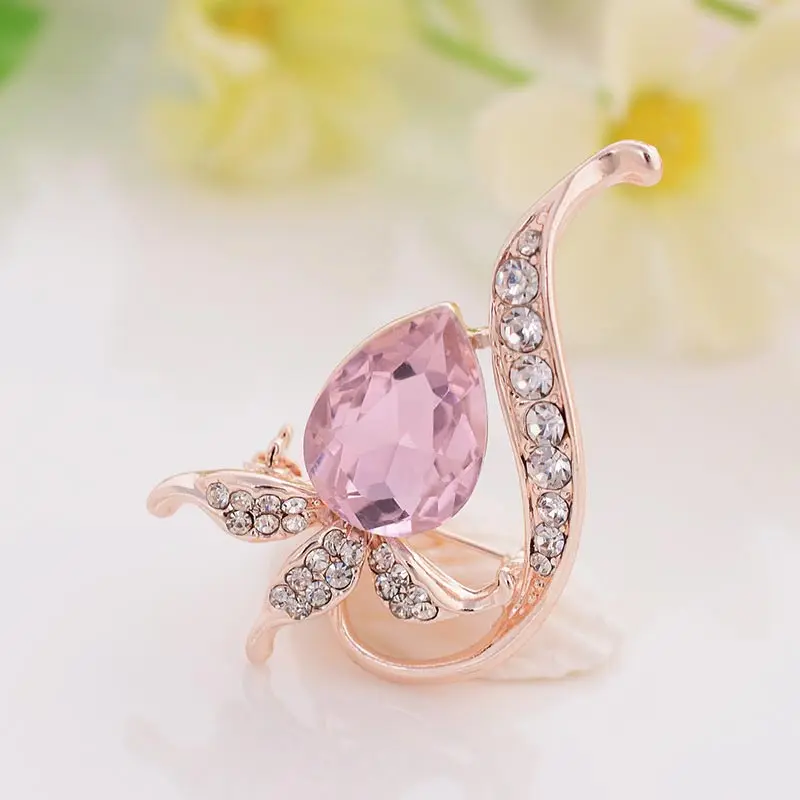 CL: цветок брошь-распродажа Лидер продаж корейский девушка мода розовый кристалл