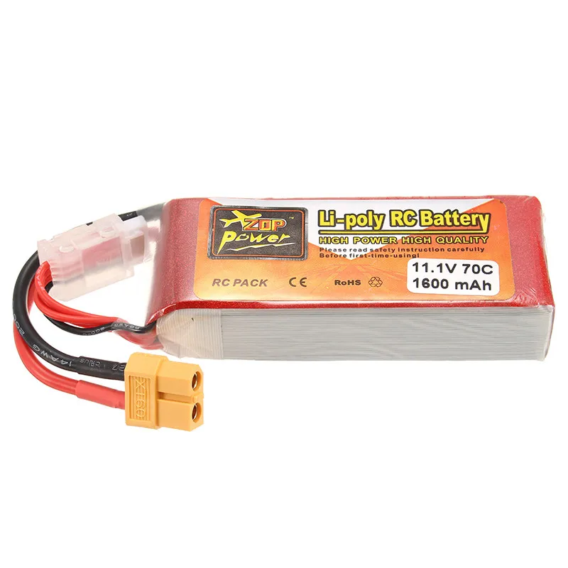 ZOP Power 11 1 В 1600 мАч 70C 3S Lipo батарея XT60 разъем для FPV квадрокоптера радиоуправляемые
