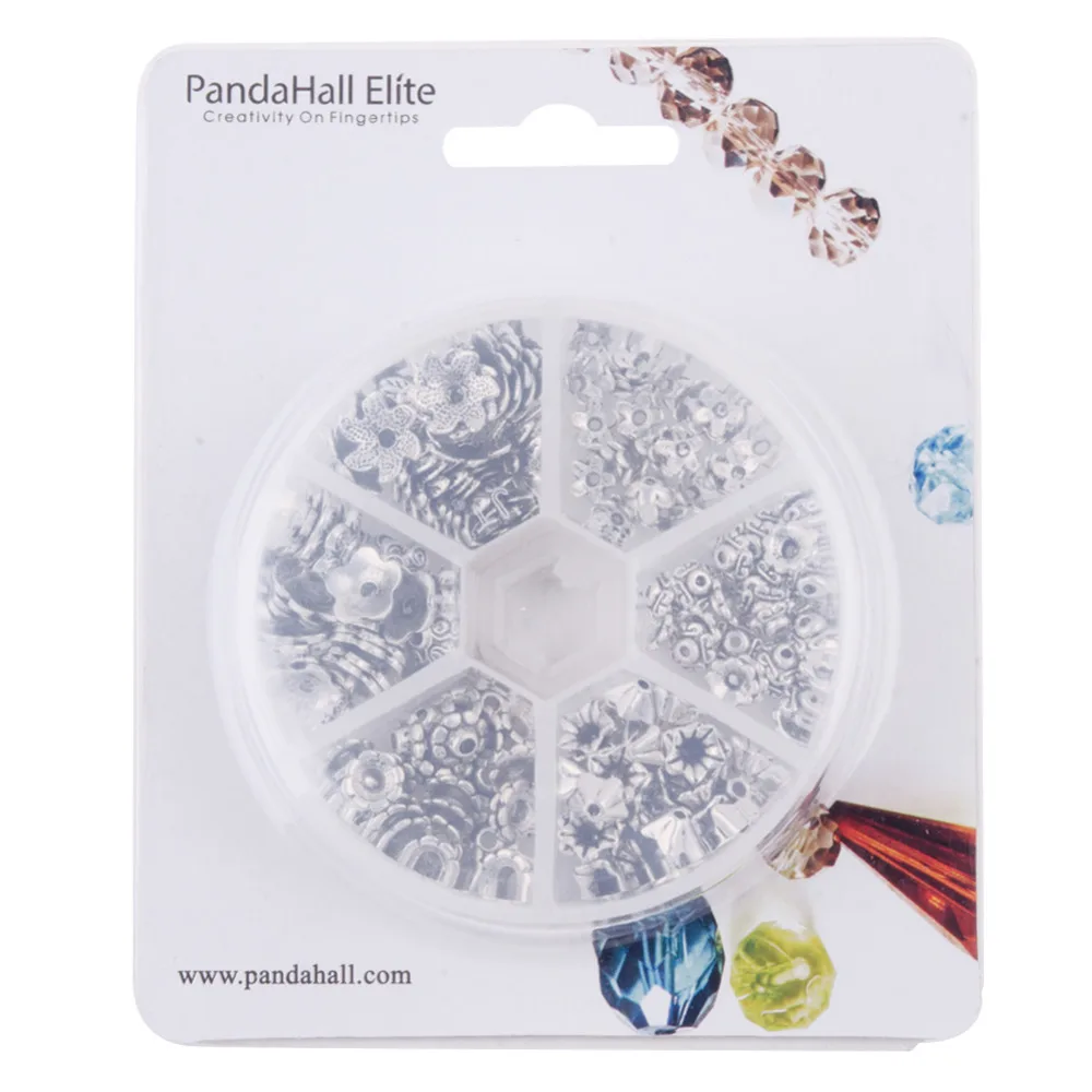 

Pandahall Elite Jewelry Findings 1Box Tibetan Style Alloy Flower Bead Caps Antique Silver Color 7x4mm Hole: 1mm 180pcs/box